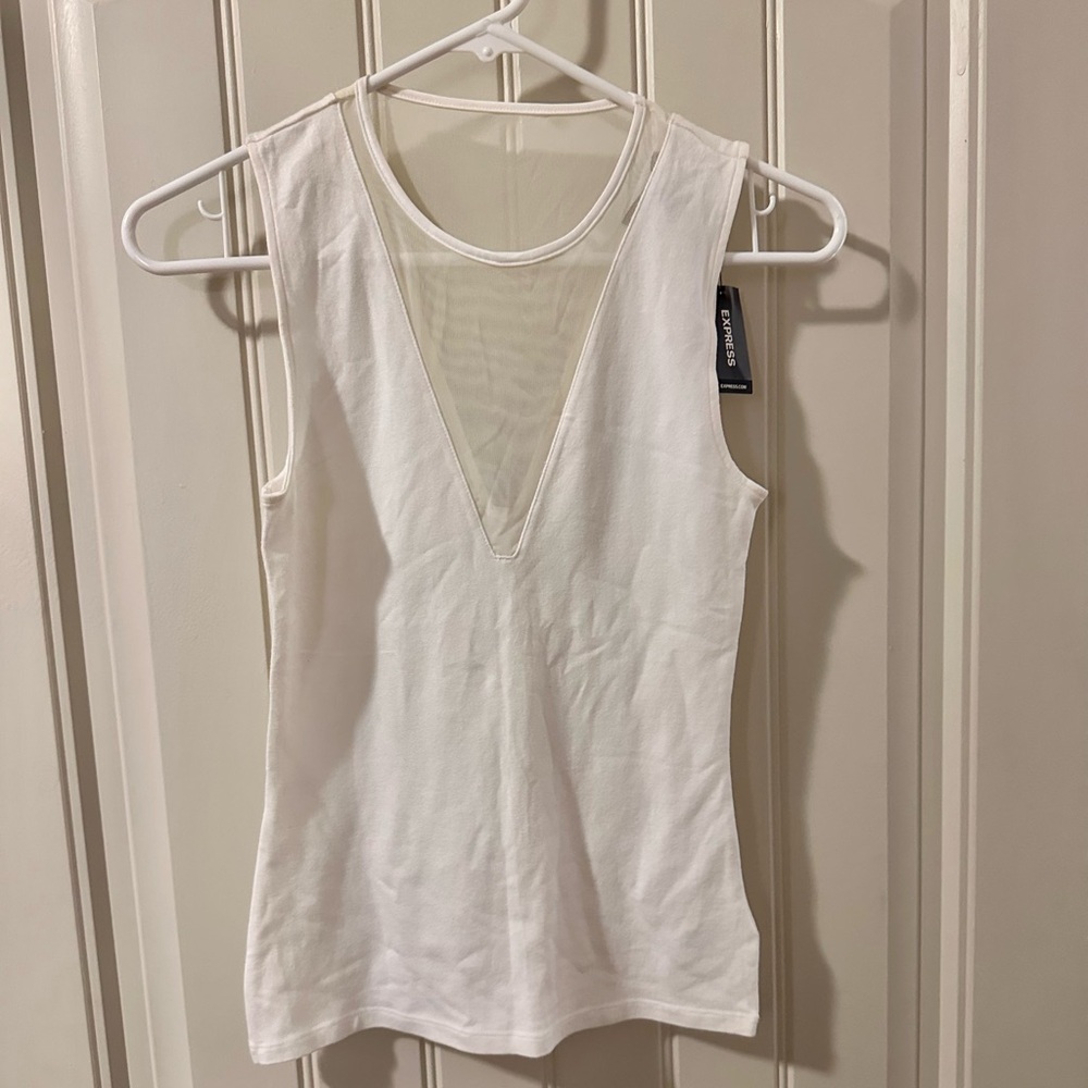 Express Ivory V-Neck Tank Top